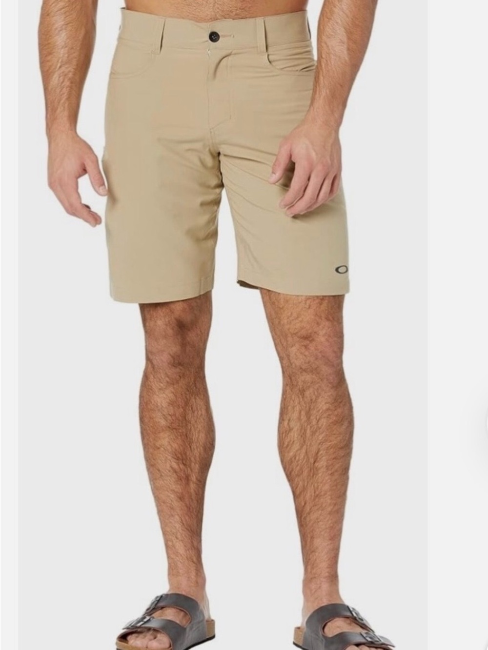 Oakley Mens Golf Shorts Khaki Tan Flat Front Size 28 Regular Fit